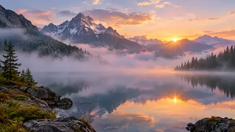 Mountain Lake Sunrise Reflection