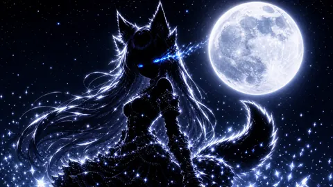 Cat-Eared Girl Under Full Moon