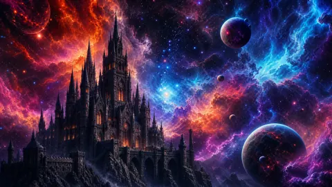 Gothic Castle Beneath Nebulae