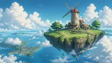 Windmill Above Skysea live wallpaper