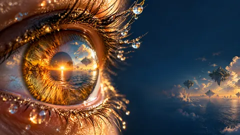 Amber Eye With Ocean Sunrise