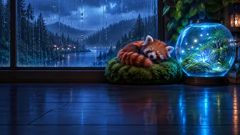 Sleeping Red Panda by Terrarium