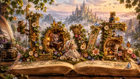 Mice in Floral LOVE Letters