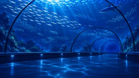 Empty Aquarium Tunnel Sharks