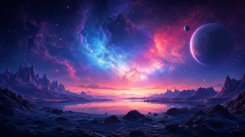 Alien Valley With Twin Planets