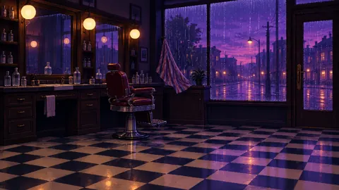 Vintage Barbershop in Rain