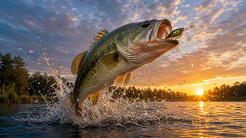 Largemouth Bass With Fishing Lure