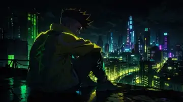 Neon Rooftop Vigil live wallpaper