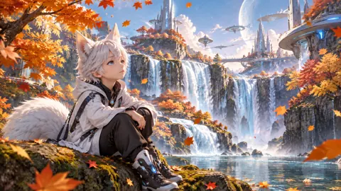 Fox-Eared Boy by Waterfalls