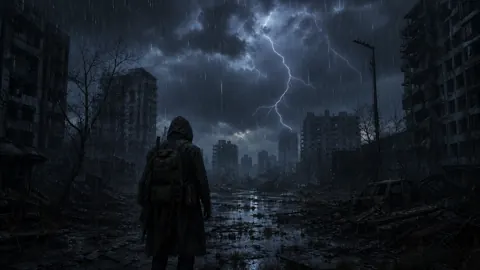 Hooded Stalker in Stormy Ruins