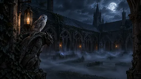 Owl on Gothic Gargoyle