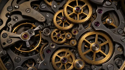 Brass Watch Gears Close-Up