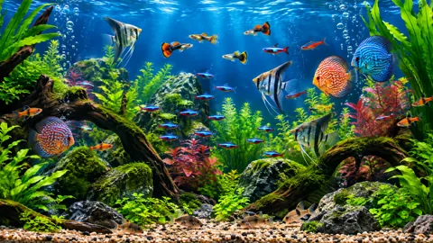 Tropical Aquarium With Discus Fish