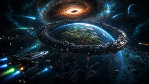 Ring Space Station Blue Planet