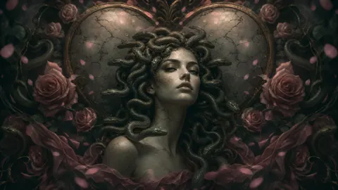 Medusa Before Cracked Mirror