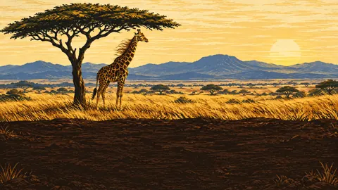 Giraffe Beneath Acacia Tree