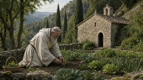 Camaldolese Monk in Garden