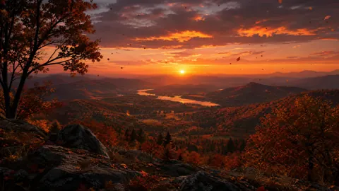Autumn River Valley Sunset