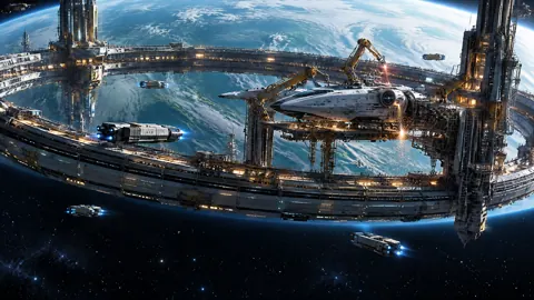 Orbital Dock Above Ocean Planet