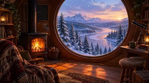 Observatory Cabin Above Frozen River