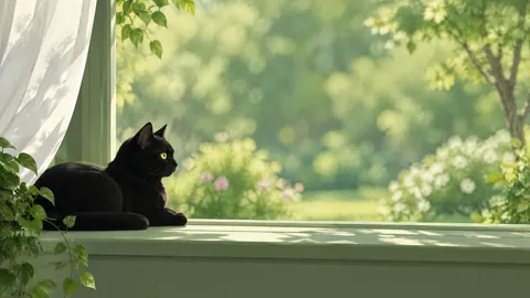 Black Cat on Windowsill