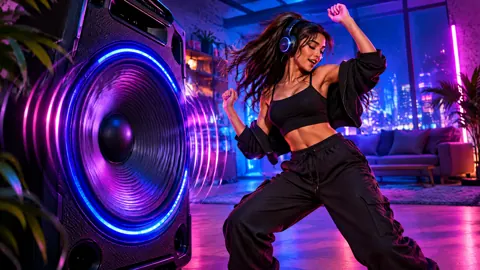 Woman Dancing by Speaker