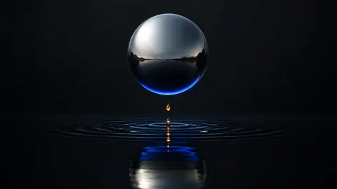 Silver Sphere Over Reflecting Pool