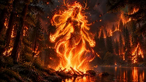 Fire Goddess Above Lake Campfire