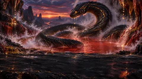 Obsidian Serpent in Crimson Spring