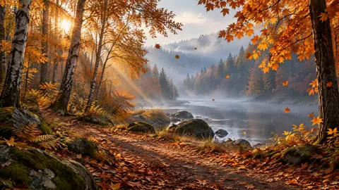 Autumn Trail to Misty River