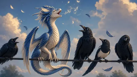 Singing Wyvern With Crows
