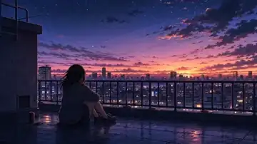 Twilight Rooftop Reverie live wallpaper