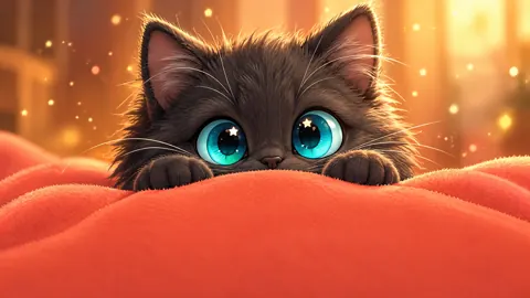 Charcoal Kitten With Turquoise Eyes