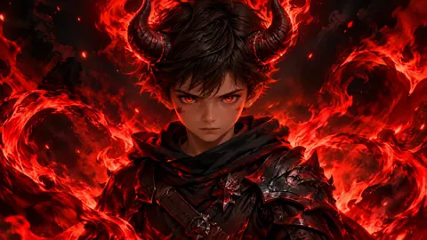 Horned Boy in Red Flames