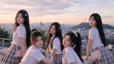 Korean Schoolgirls at Namsan Tower