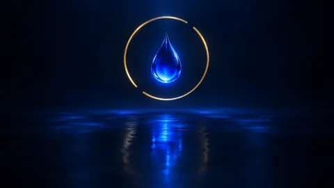 Blue Droplet Gold Circle