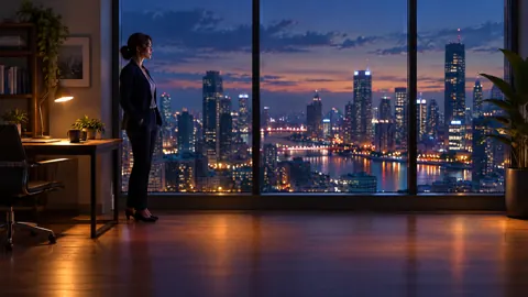 Businesswoman Over City River