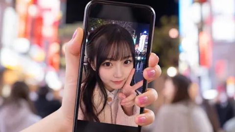 Smartphone Showing Tokyo Selfie