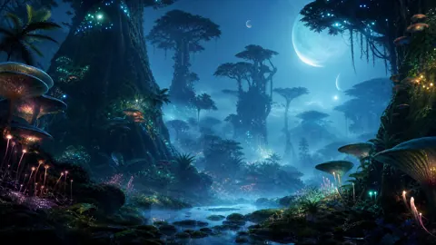Moonlit Xenoforest live wallpaper