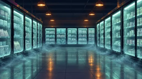 Empty Supermarket Freezer Aisle