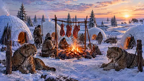 Ice Age Campfire and Mammoths