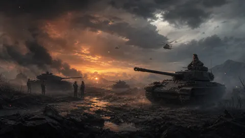 Women Soldiers at Sunset