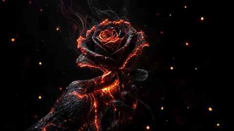 Lava Hand Holding Black Rose