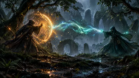 Hooded Mages in Rainy Grove