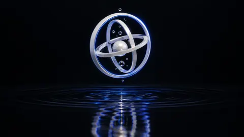 White Gyroscope Above Black Pool