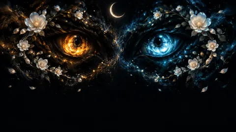 Celestial Eyes Beneath Crescent Moon