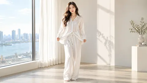 Woman in White by Window