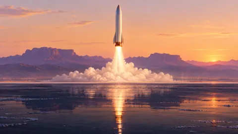 Research Rocket Over Salt Flats