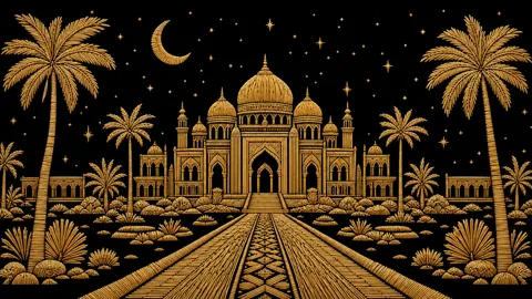 Arab Palace Straw Collage