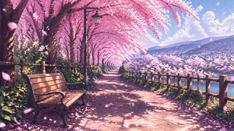 Cherry Blossom Park Bench